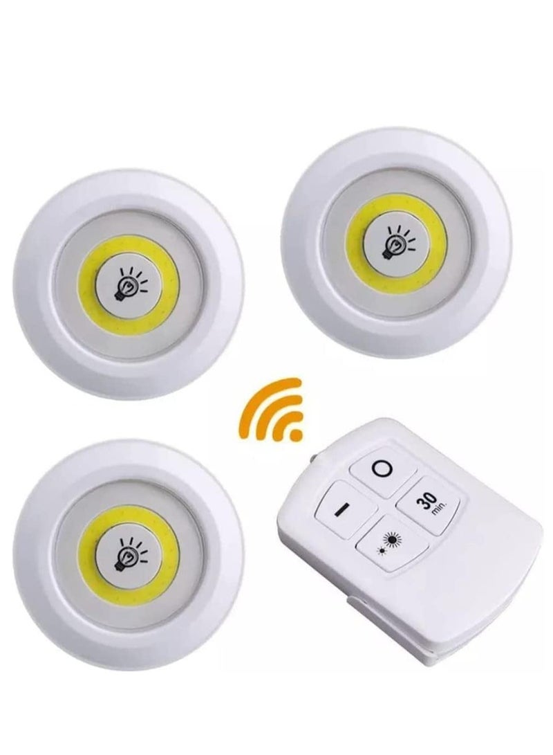 ELTRAZONE ELTERAZONE 3 Pack with Remote Controller Brightness Adjustable Wireless Dimmable Touch Sensor Control Night Lamp Under Cabinet Lighting Battery Powered Operated for Cabinet Wall - Image 1