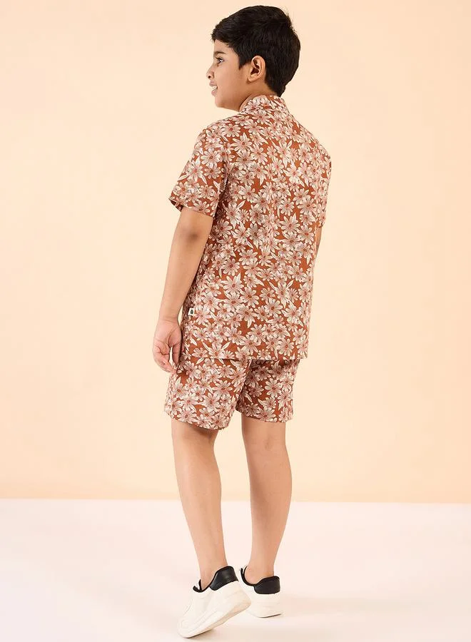 Stylo Bug Stylo Bug All Over Flower Print Shirt and Shorts Set