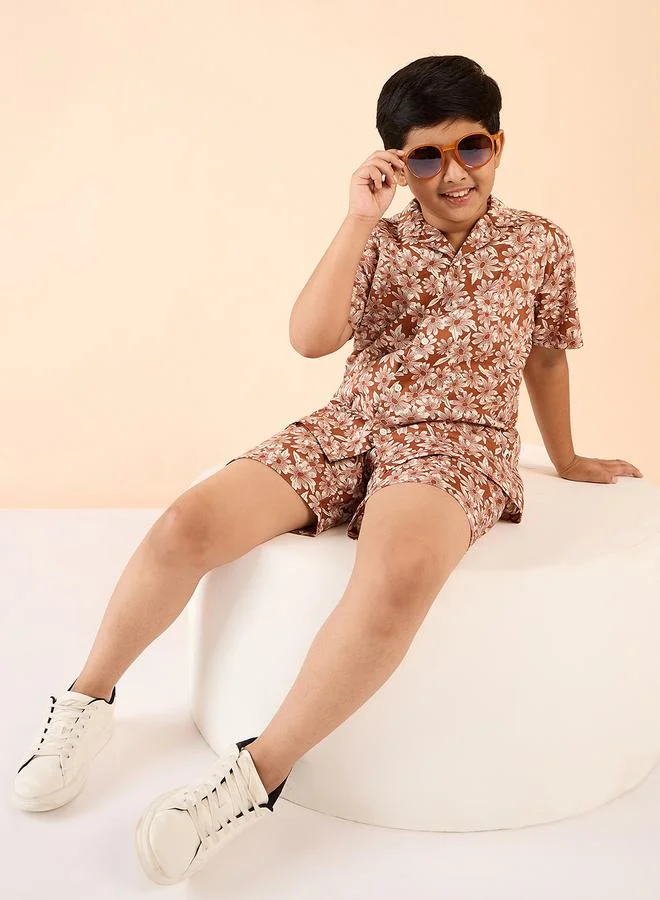 Stylo Bug Stylo Bug All Over Flower Print Shirt and Shorts Set