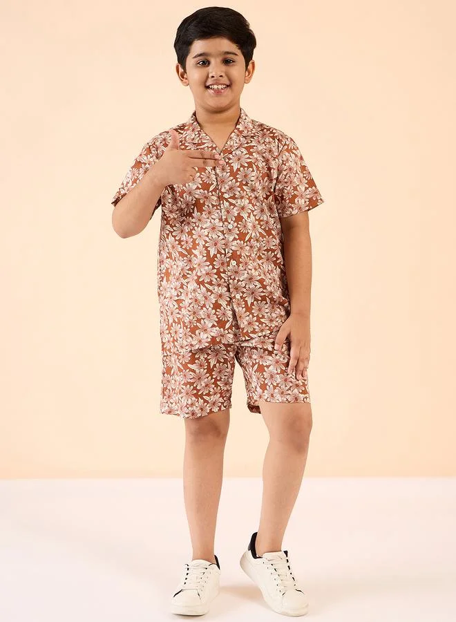 Stylo Bug Stylo Bug All Over Flower Print Shirt and Shorts Set