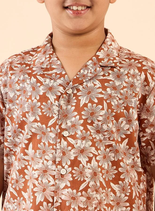 Stylo Bug Stylo Bug All Over Flower Print Shirt and Shorts Set