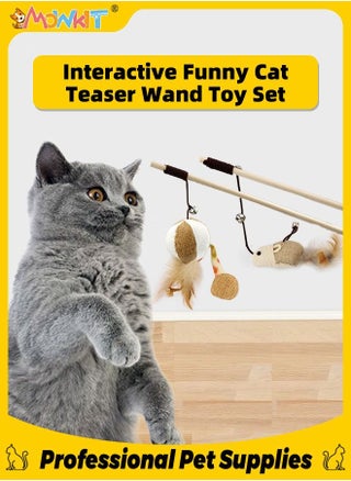 Cat Teaser Wand Toy Set Mice-Shaped and Ball-Shaped Interactive Cat Toys with 3 Feather Bouncy Ball Fun Cat Kitten Kitty Playing Toy - pzsku/Z2B165D70FFC5169690F9Z/45/_/1687310619/46657e73-7a17-48f4-a4c3-9f8572c17394