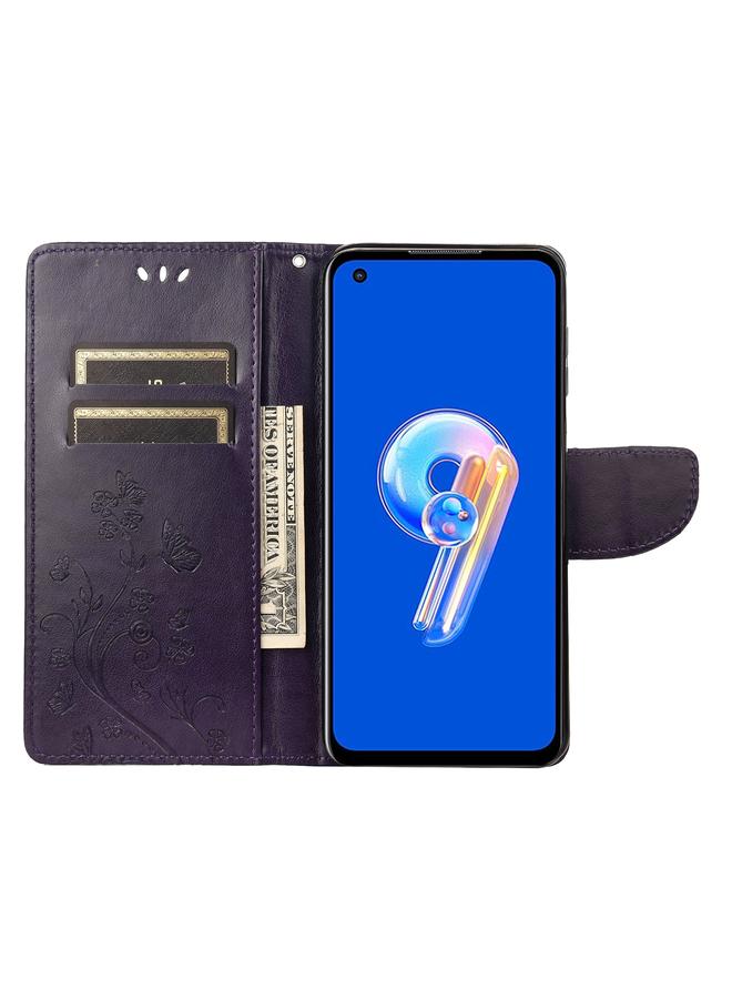 اس-توب جراب هاتف Asus Zenfone 9 من الجلد بتصميم زهرة الفراشة - Image 4