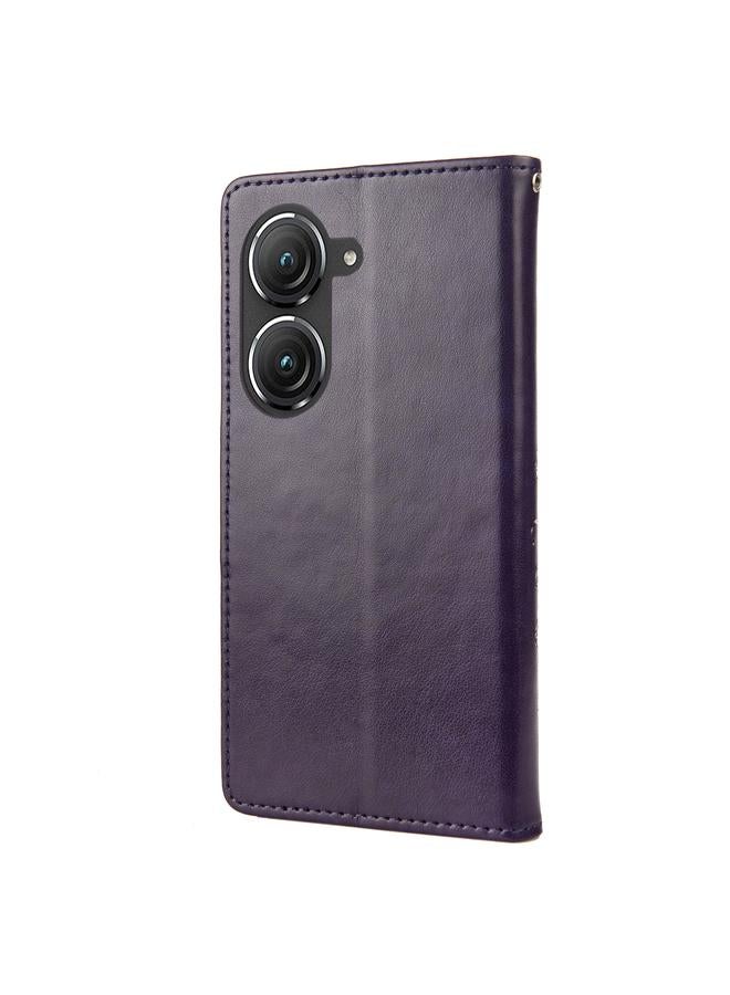 اس-توب جراب هاتف Asus Zenfone 9 من الجلد بتصميم زهرة الفراشة - Image 3