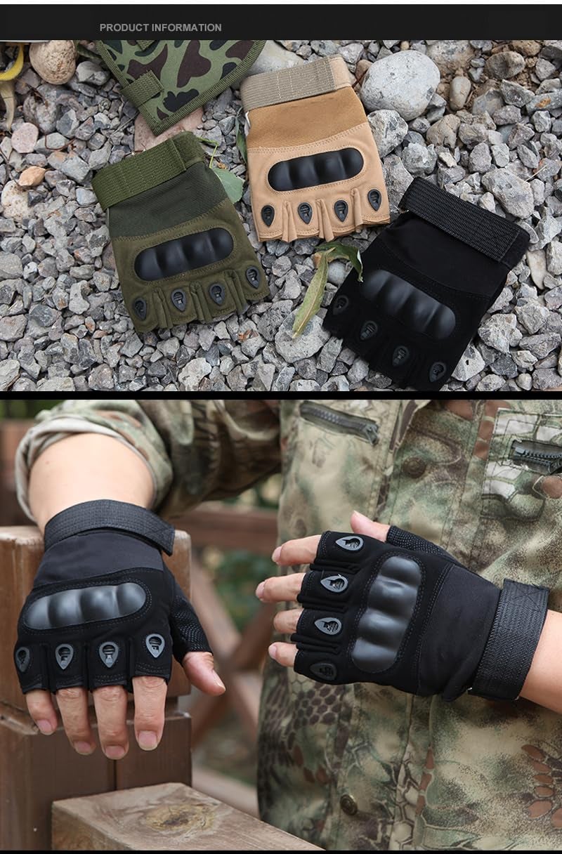 HHADEK Riding Gloves for Bike Motorcycle, Full & Half Finger Bike Gloves with Hard Case, Protective Anti-Slip Motorbike Gloves for Cycling Motorcycle Hiking Climbing Lumbering (L Half Finger, Black) - Image 5