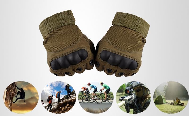 HHADEK Riding Gloves for Bike Motorcycle, Full & Half Finger Bike Gloves with Hard Case, Protective Anti-Slip Motorbike Gloves for Cycling Motorcycle Hiking Climbing Lumbering (L Half Finger, Black) - Image 2