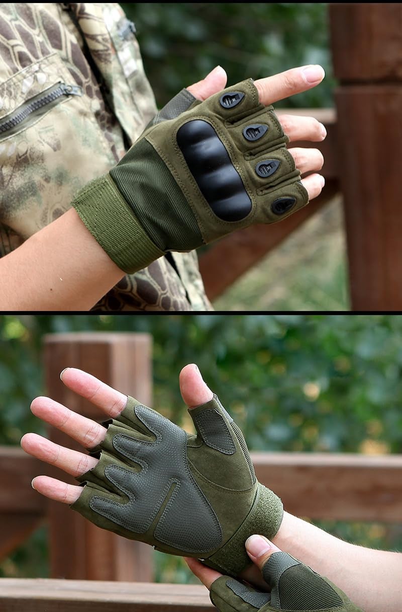 HHADEK Riding Gloves for Bike Motorcycle, Full & Half Finger Bike Gloves with Hard Case, Protective Anti-Slip Motorbike Gloves for Cycling Motorcycle Hiking Climbing Lumbering (L Half Finger, Black) - Image 4