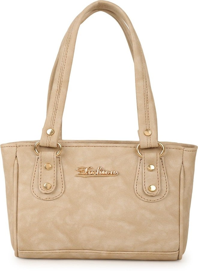 WORLD STAR Genuine Leather Handbag for Womens | Beige - Image 1
