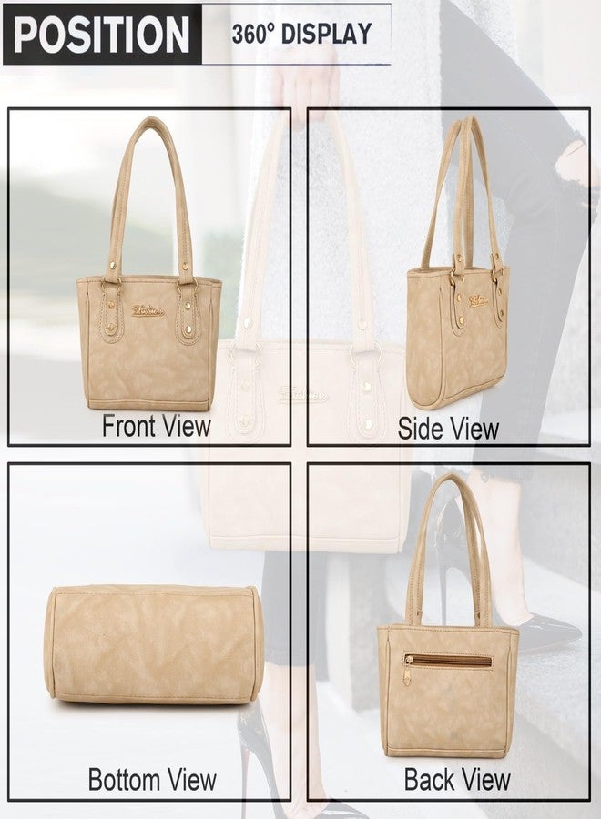 WORLD STAR Genuine Leather Handbag for Womens | Beige - Image 3