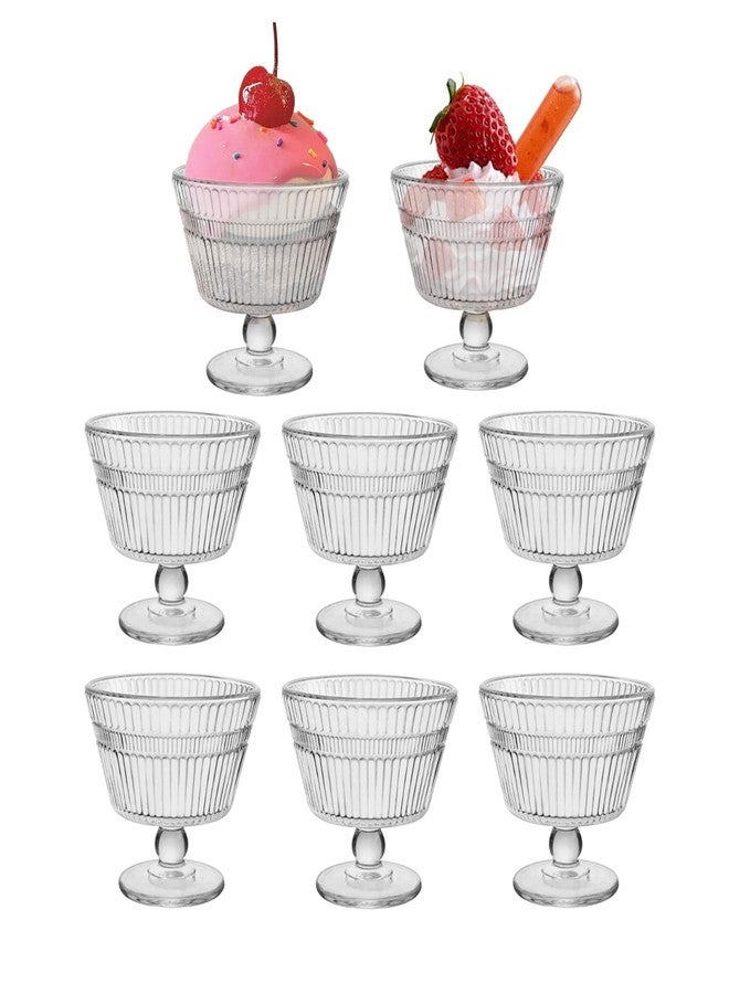 CHPINDAM Vintage Glass Dessert Bowls, Dessert cups Set of 8, 9 oz Sundae Cups for Ice Cream, Fruit, Pudding, small snacks, Yogurt, and Appetizers (8) - Image 1