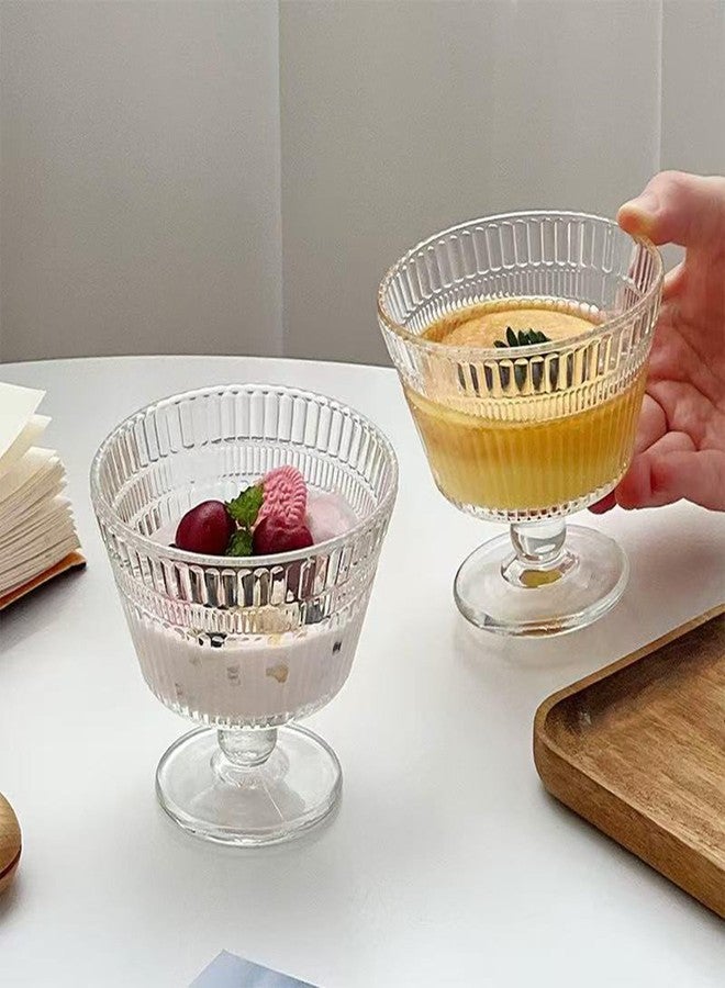CHPINDAM Vintage Glass Dessert Bowls, Dessert cups Set of 8, 9 oz Sundae Cups for Ice Cream, Fruit, Pudding, small snacks, Yogurt, and Appetizers (8) - Image 3
