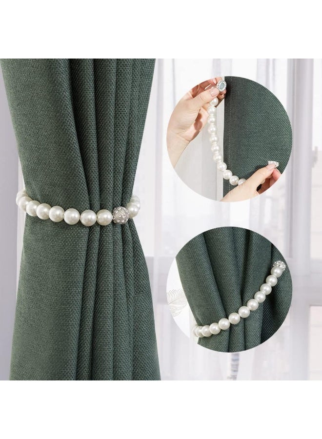 Goolsky (Pack of 2)  ABS Pearl White Curtain Buckle Strap, Strong Magnetic Curtain Tiebacks Rope Shining Clip Fastener Pack of 2 (40cm Pearl White) ﻿ - Image 2
