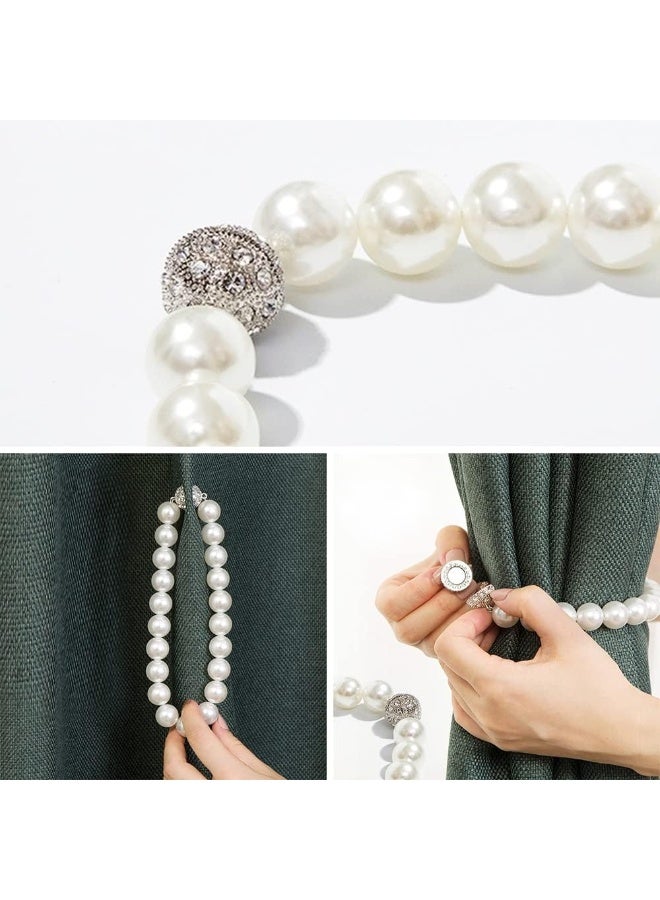 Goolsky (Pack of 2)  ABS Pearl White Curtain Buckle Strap, Strong Magnetic Curtain Tiebacks Rope Shining Clip Fastener Pack of 2 (40cm Pearl White) ﻿ - Image 3