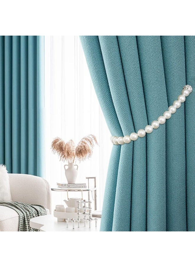 Goolsky (Pack of 2)  ABS Pearl White Curtain Buckle Strap, Strong Magnetic Curtain Tiebacks Rope Shining Clip Fastener Pack of 2 (40cm Pearl White) ﻿ - Image 1