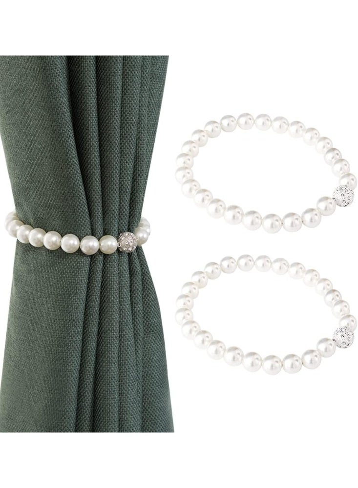 Goolsky (Pack of 2)  ABS Pearl White Curtain Buckle Strap, Strong Magnetic Curtain Tiebacks Rope Shining Clip Fastener Pack of 2 (40cm Pearl White) ﻿ - Image 4