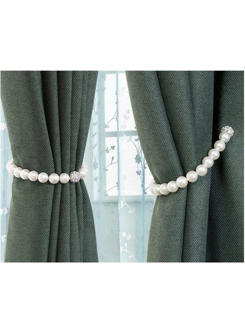 Goolsky (Pack of 2)  ABS Pearl White Curtain Buckle Strap, Strong Magnetic Curtain Tiebacks Rope Shining Clip Fastener Pack of 2 (40cm Pearl White) ﻿ - Image 5