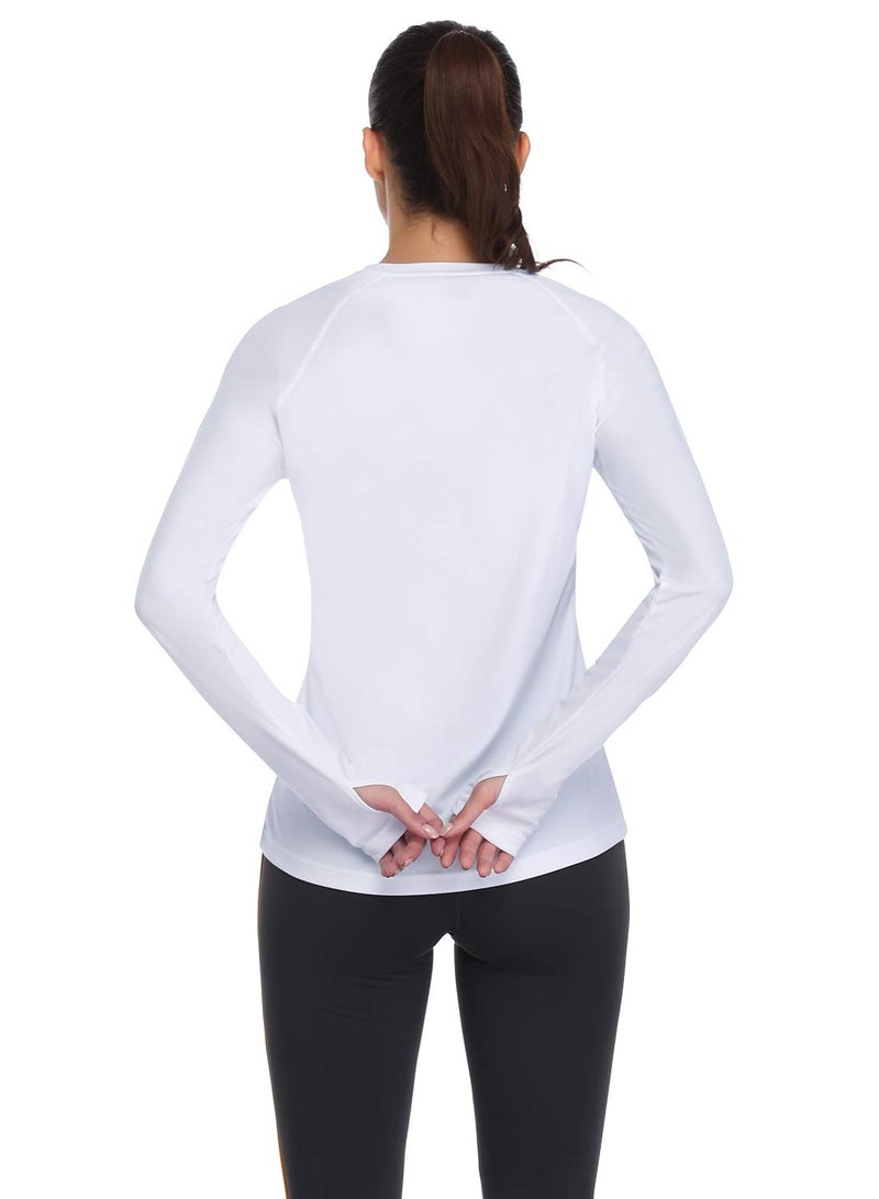 HISKYWIN Women's UPF 50+ Sun Protection Long Sleeve Shirts Outdoor Hiking Fishing Tops HF103- White-XXL - Image 2