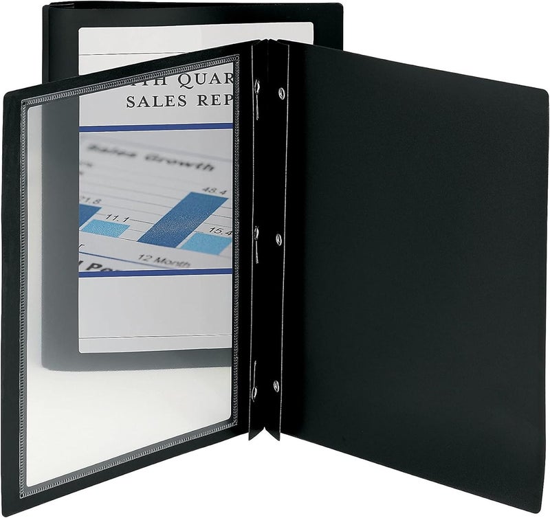 Smead Smead Frame View Poly Report Cover Three Double Tang Side Fasteners Letter Size BlackClear Front 5 per Pack 86020  - Image 2