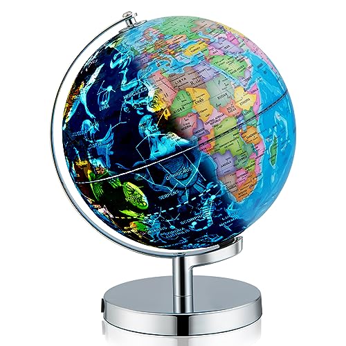 Goplus Illuminated Globes of The World with Stand 9 Rotating 3 in 1 World Globe wConstellation Stars LED Night Light Geography Globe for Office Decorative - Image 1
