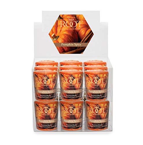 Root Candles Fall Scented Votive Candles Beeswax Blend Premium Handcrafted 20-Hour Votives, 18-Count, Pumpkin Spice - Image 1