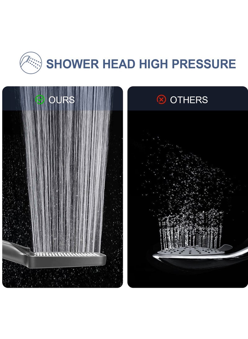 Square Shower Head & Shower Head Holder Set, Chrome Plated Shower Head with 3 Spray Settings High Pressure and Water-saving Adhesive Shower Head Holder - Image 5
