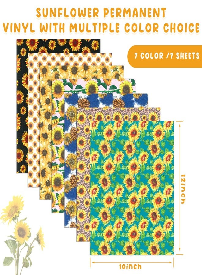 Tintnut Sunflower Permanent Vinyl - 7 Sheets 12"x10", Permanent Vinyl,Floral Permanent Vinyl Sheets, Permanent Adhesive Vinyl, Pattern Vinyl Permanent Adhesive - Image 2