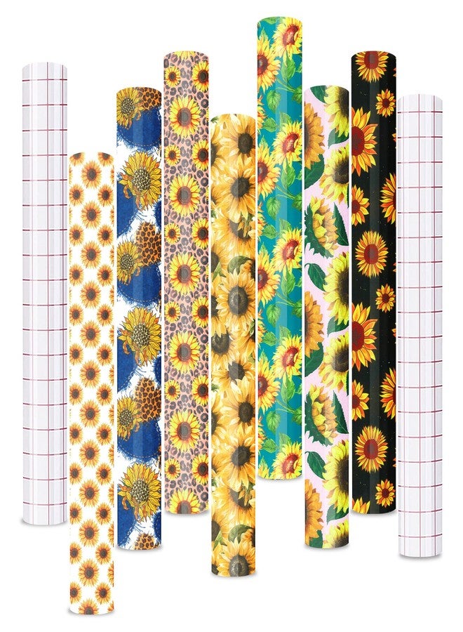 Tintnut Sunflower Permanent Vinyl - 7 Sheets 12"x10", Permanent Vinyl,Floral Permanent Vinyl Sheets, Permanent Adhesive Vinyl, Pattern Vinyl Permanent Adhesive - Image 1