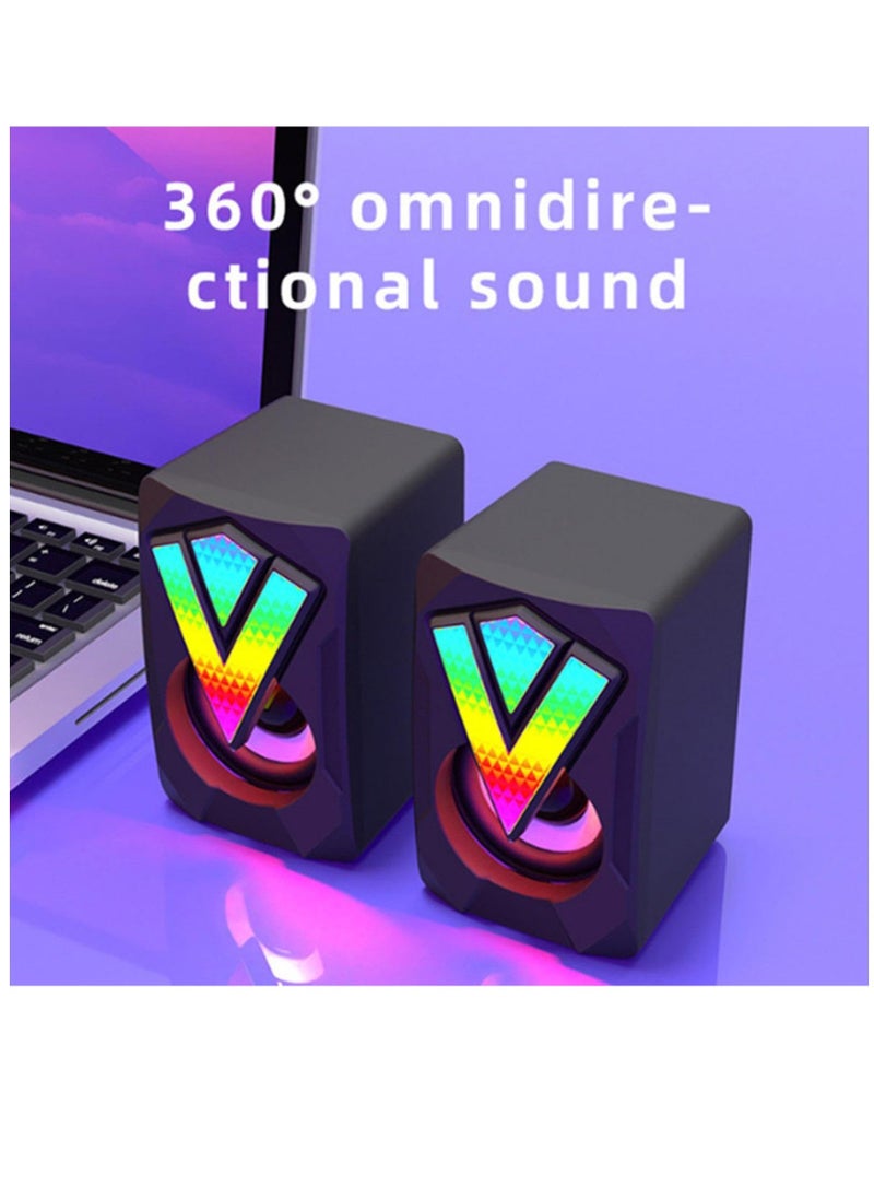 Generic - RGB PC Speakers, Desktop Speaker for Game Monitor - Wired USB Speaker for Notebook Computer Music and Desk USB Port Sound System, 3.5 mm Audio Connection, Sound System with Clear Sound for Computer - Image 1