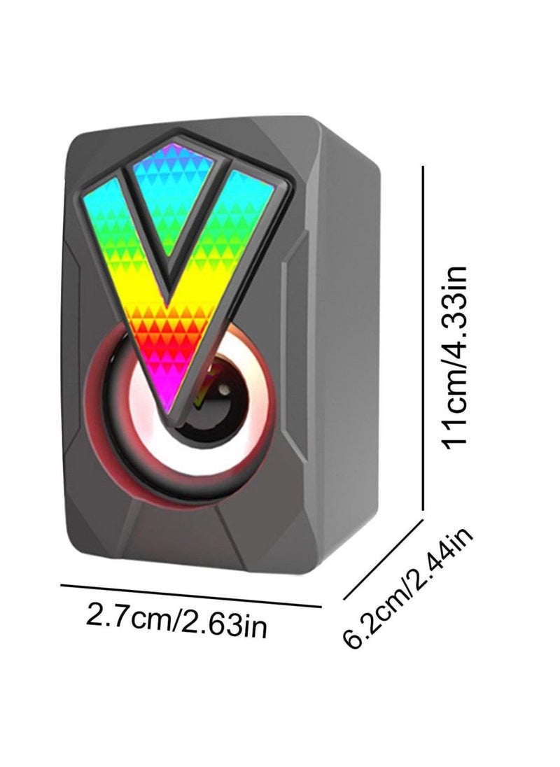 Generic - RGB PC Speakers, Desktop Speaker for Game Monitor - Wired USB Speaker for Notebook Computer Music and Desk USB Port Sound System, 3.5 mm Audio Connection, Sound System with Clear Sound for Computer - Image 1