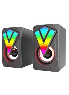 RGB PC Speakers, Desktop Speaker for Game Monitor - Wired USB Speaker for Notebook Computer Music and Desk USB Port Sound System, 3.5 mm Audio Connection, Sound System with Clear Sound for Computer