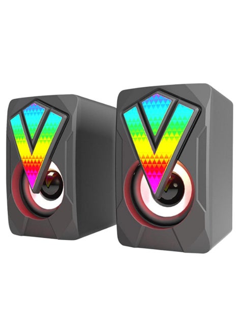 RGB PC Speakers, Desktop Speaker for Game Monitor - Wired USB Speaker for Notebook Computer Music and Desk USB Port Sound System, 3.5 mm Audio Connection, Sound System with Clear Sound for Computer