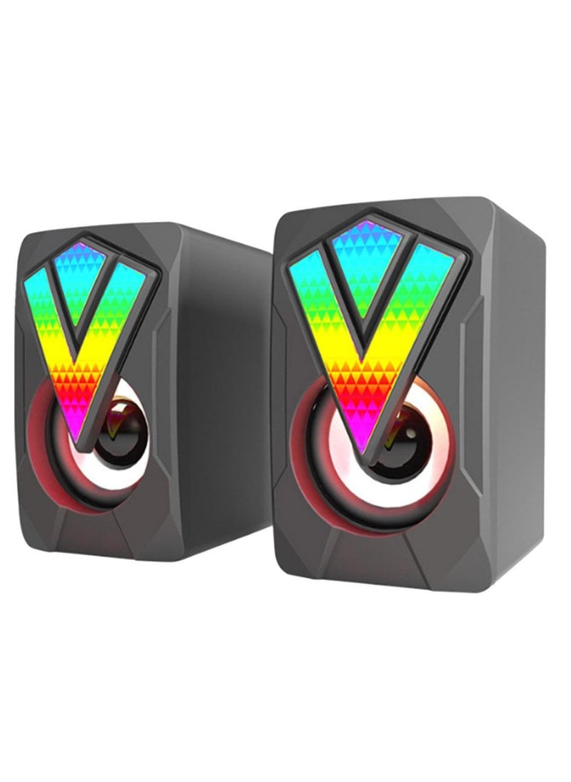 Generic - RGB PC Speakers, Desktop Speaker for Game Monitor - Wired USB Speaker for Notebook Computer Music and Desk USB Port Sound System, 3.5 mm Audio Connection, Sound System with Clear Sound for Computer - Image 1