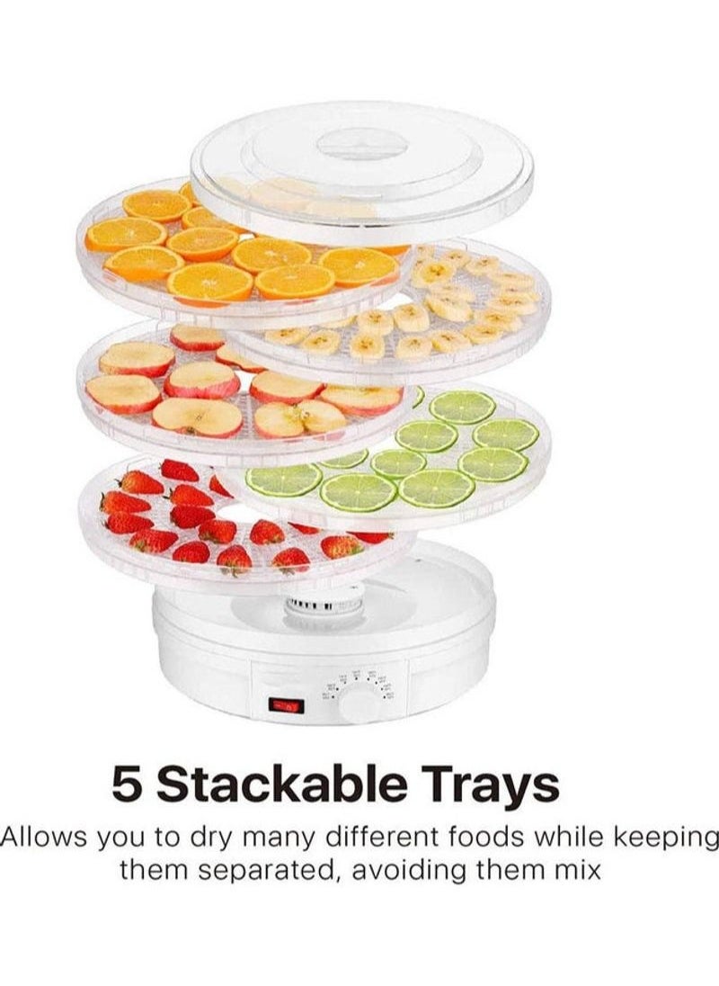 Electric Food Dehydrator with 5 Stackable Layer White 200g