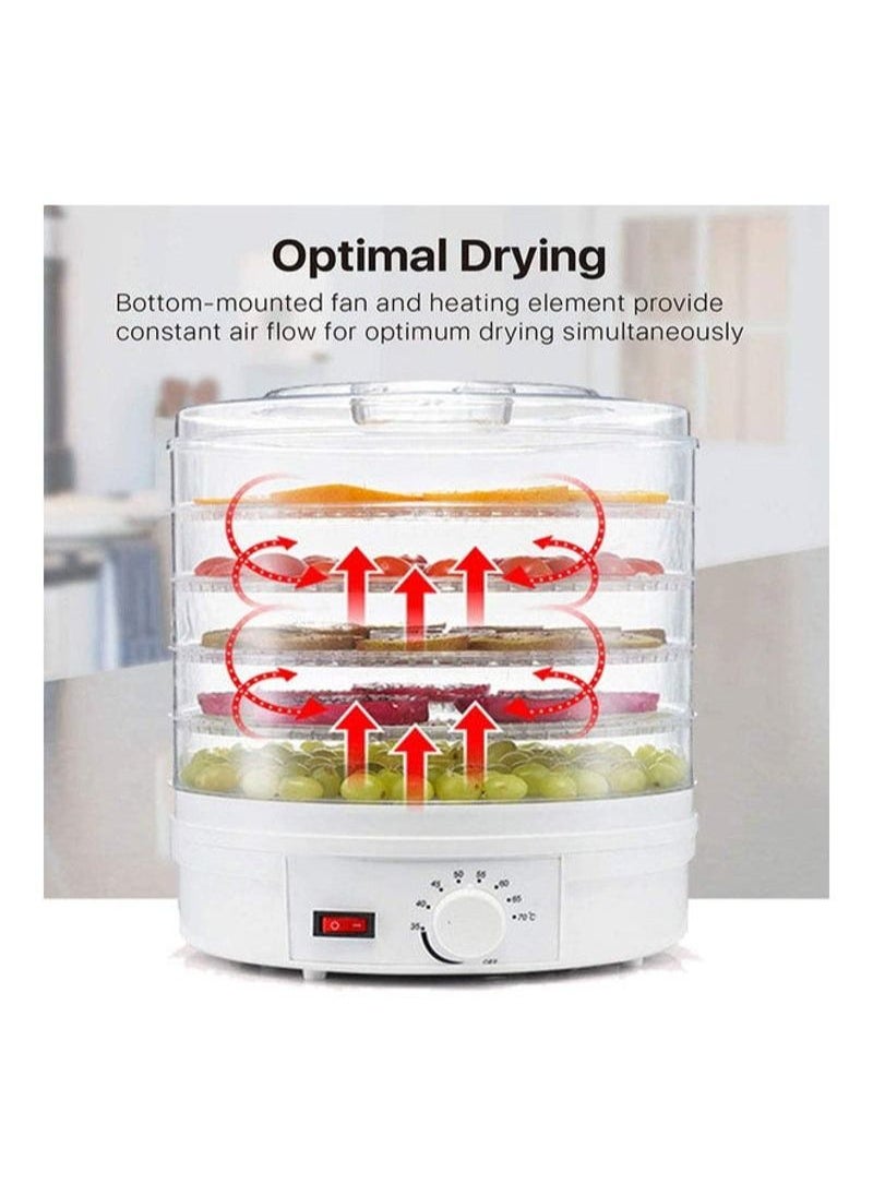Electric Food Dehydrator with 5 Stackable Layer White 200g
