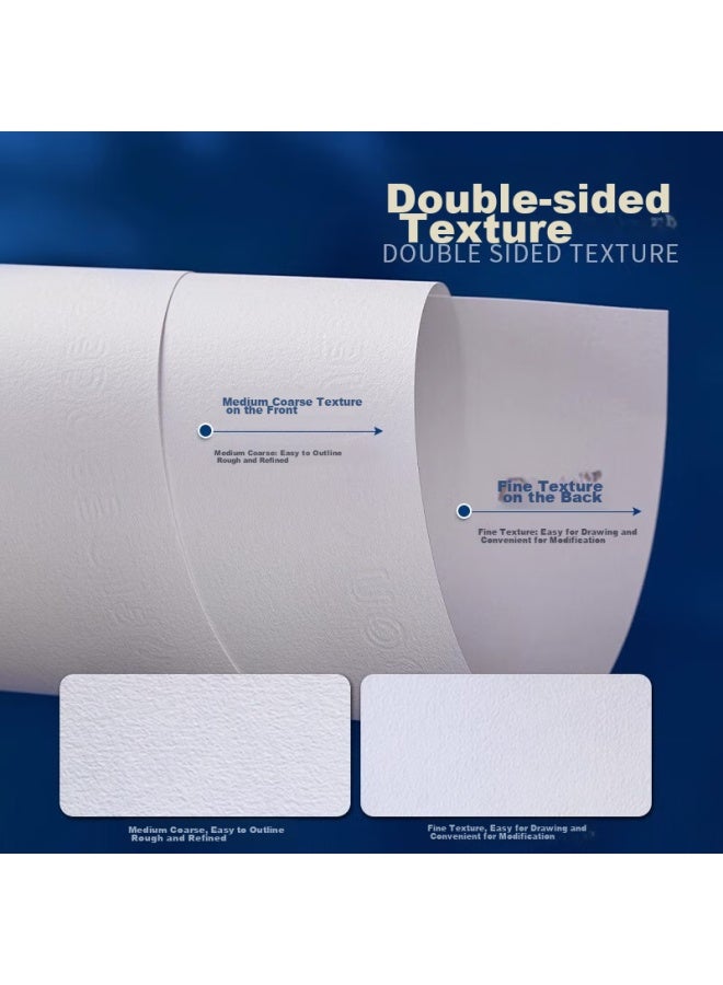 CANSON ورق كانسون للرسم، 8K بنسيج متوسط-خشن، ورق رسم مزدوج الوجه، رسم بالأقلام الملونة، رسم فني، ورق مرسوم باليد، صحيفة مكتوبة بخط اليد، 8K 160G، 20 ورقة، رسم تخطيطي، رسم بالأقلام الماركر - Image 3