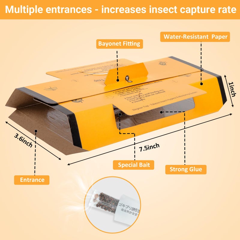 Stingmon Trap 24 عبوة مصائد الصراصير الداخلية، قاتل الصراصير الداخلية لمكافحة الغزو بمصائد لاصقة للصراصير، قاتل الصراصير الداخلية للمنزل ضد الحشرات - Image 2