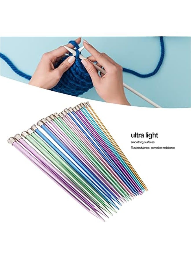 Generic 10 Pcs Knitting Needle All Set, Colorful Single Pointed 25 cm Size Different Thickness Light Weight Aluminum Material Knitting Set for Universal Household Knitting  - Image 3