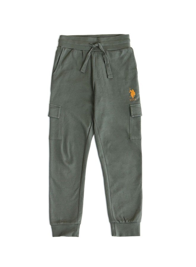 U.S. POLO ASSN. Kids Regular fit Boys Cotton Track Pants (UKTRKON0171_Green_12M) - Image 1