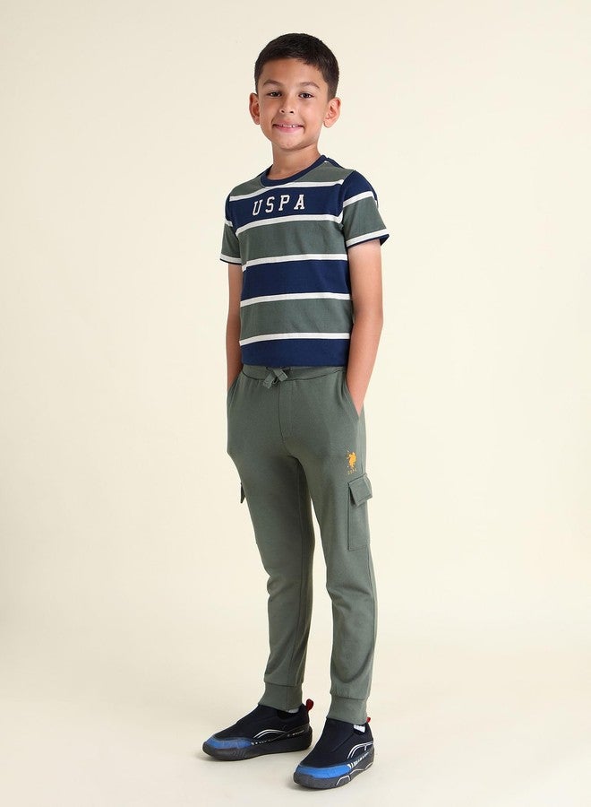 U.S. POLO ASSN. Kids Regular fit Boys Cotton Track Pants (UKTRKON0171_Green_12M) - Image 2