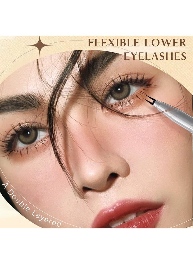 NewBang - Double Tip Lower Eyelash Pencil Waterproof Antismudge Dual Pronged Bottom Eyelashes Pen Super Slim Eye Liner Liquid Eyeliner Natural 3D Under Lashes For Eye Makeup (Black+Brown 2Pcs) - Image 1