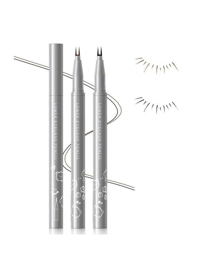 NewBang - Double Tip Lower Eyelash Pencil Waterproof Antismudge Dual Pronged Bottom Eyelashes Pen Super Slim Eye Liner Liquid Eyeliner Natural 3D Under Lashes For Eye Makeup (Black+Brown 2Pcs) - Image 1