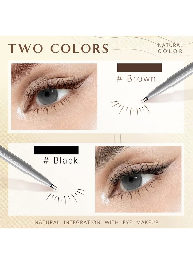 NewBang - Double Tip Lower Eyelash Pencil Waterproof Antismudge Dual Pronged Bottom Eyelashes Pen Super Slim Eye Liner Liquid Eyeliner Natural 3D Under Lashes For Eye Makeup (Black+Brown 2Pcs) - Image 1