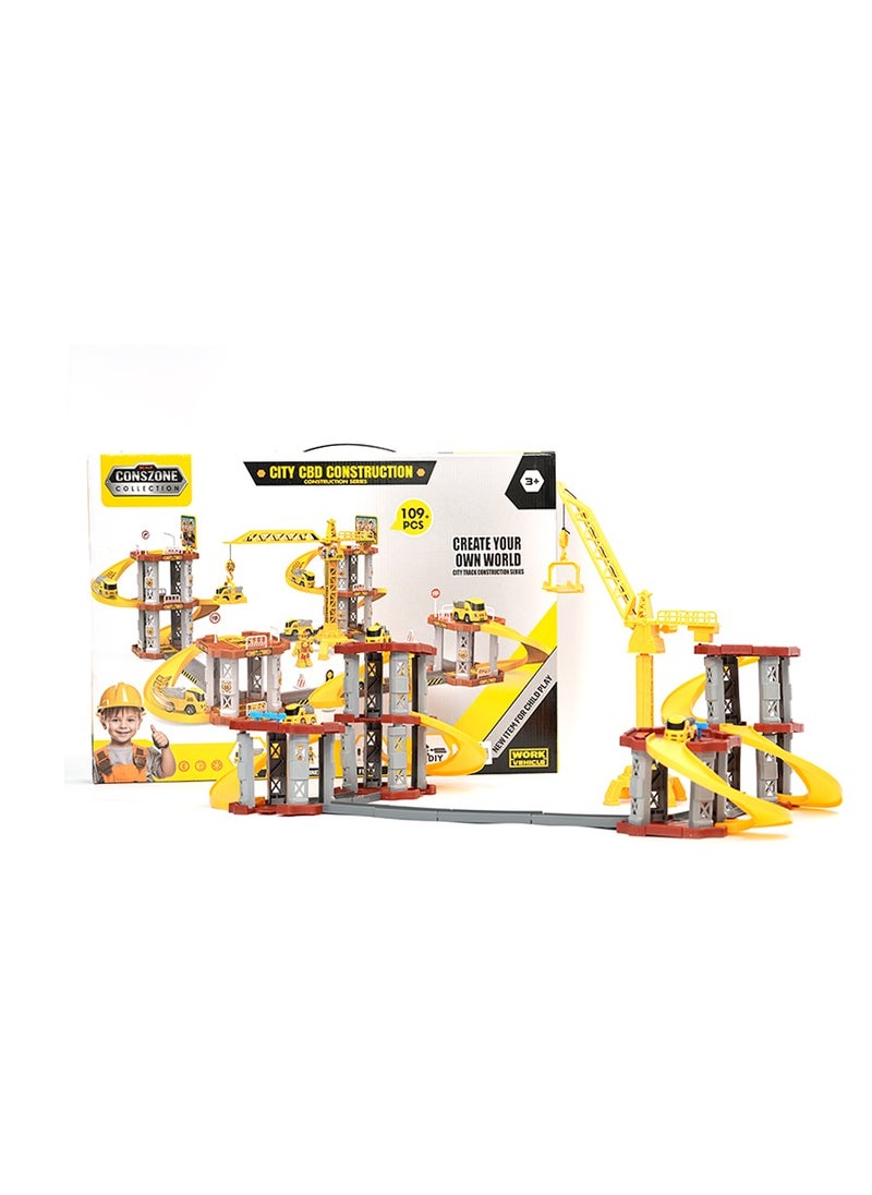 Conszone City Construction Building Set, 109 Pieces, Kids Construction Toy with Crane and Track, 3+ Years  - Image 1