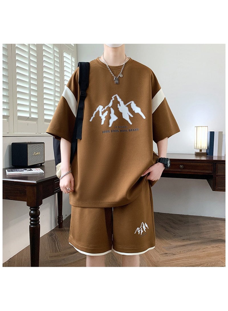 Fashionable Men's Printed Casual Short Sleeved Sports Suit  - Image 1