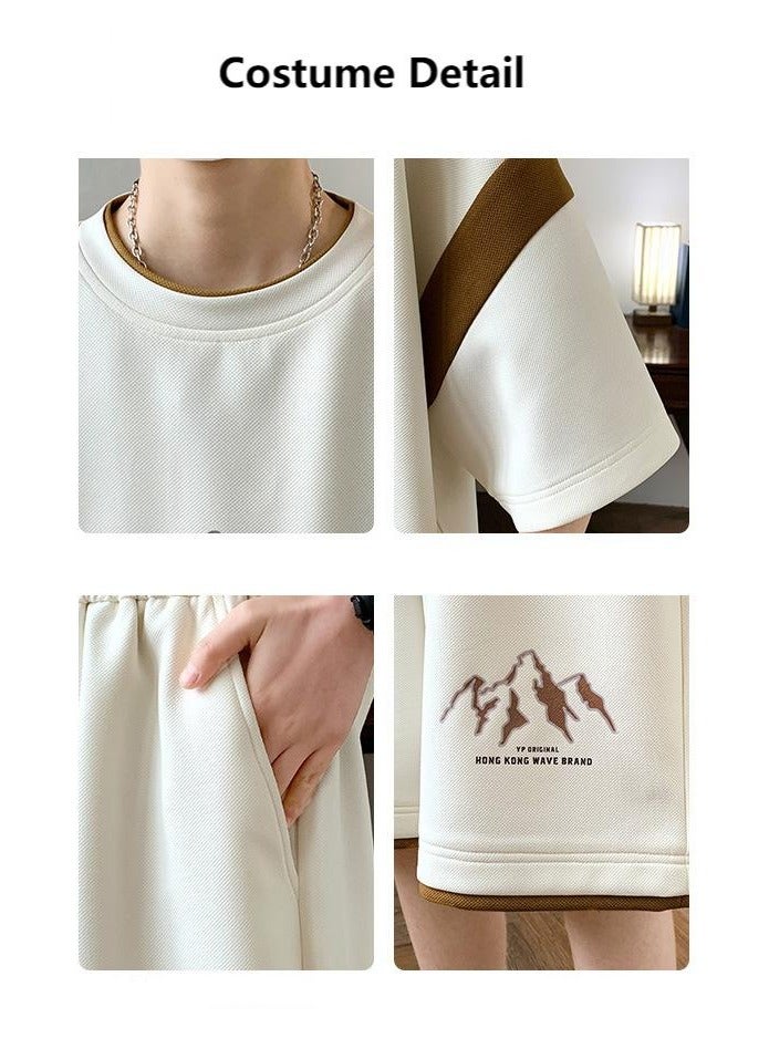 Fashionable Men's Printed Casual Short Sleeved Sports Suit  - Image 3