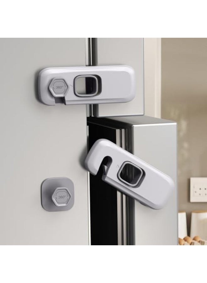 QYESWHSR 5 Pack Child Proof Refrigerator Lock, Fridge Locks for Kids with Sticky Adhesive Pads, Child Safety Locks for Doors, RV Refrigerator, Oven Lock Child Safety Baby Cabinet Locks - Grey Updated - Image 1