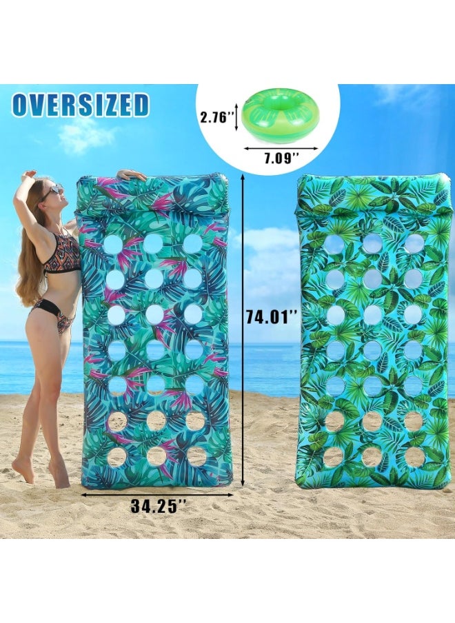 ميكسد - قابل للنفخ حمام سباحة عائمة رافعة للكبار Floaties كبيرة مساند الرأس حامل كأس التبريد الصيف السباحة العائمة حصيرة, تسنين حمام سباحة عائمة مع مساند الرأس, حمام سباحة رافعة كراسي حمام سباحة قابل للنفخ - Image 1