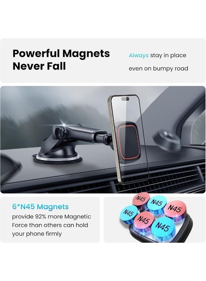 Car Phone Holder Magnetic Universal Car Mount Phone Holder For Dashboard Car Magnetic Phone Mount 6 Strong Magnets For All Cell Phones - Image 3