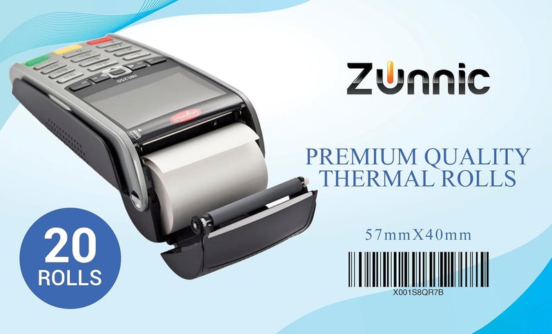 Zunnic 57x40mm Clear Printing Image POS ATM Machine Thermal Cash Paper Rolls compatible with Mada Machine - Image 4