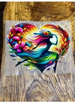 Gönülden Tasarım Heart Design 29X21 cm Iron-On Floral Wind Girl Heart Transfer Print Emblem Patch  - Image 3